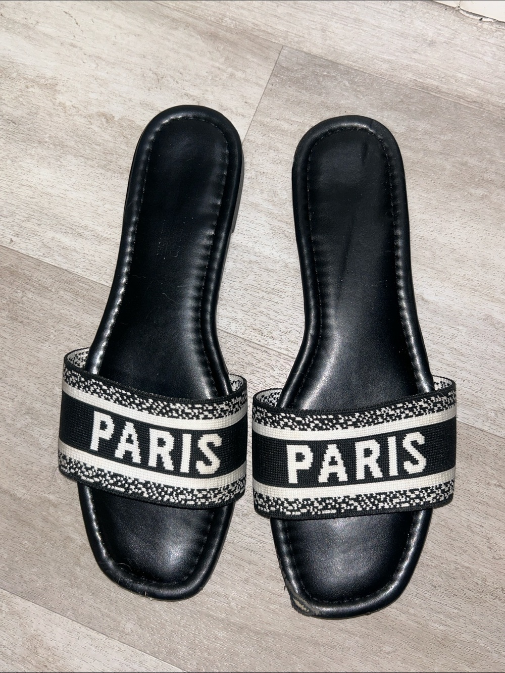 Black 'Paris' Slide Sandals for Women